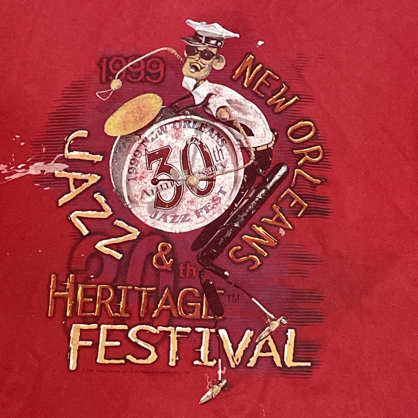 New Orleans Jazz & Heritage Festival 30th Anniversary T Shirt (1999) Red VTG