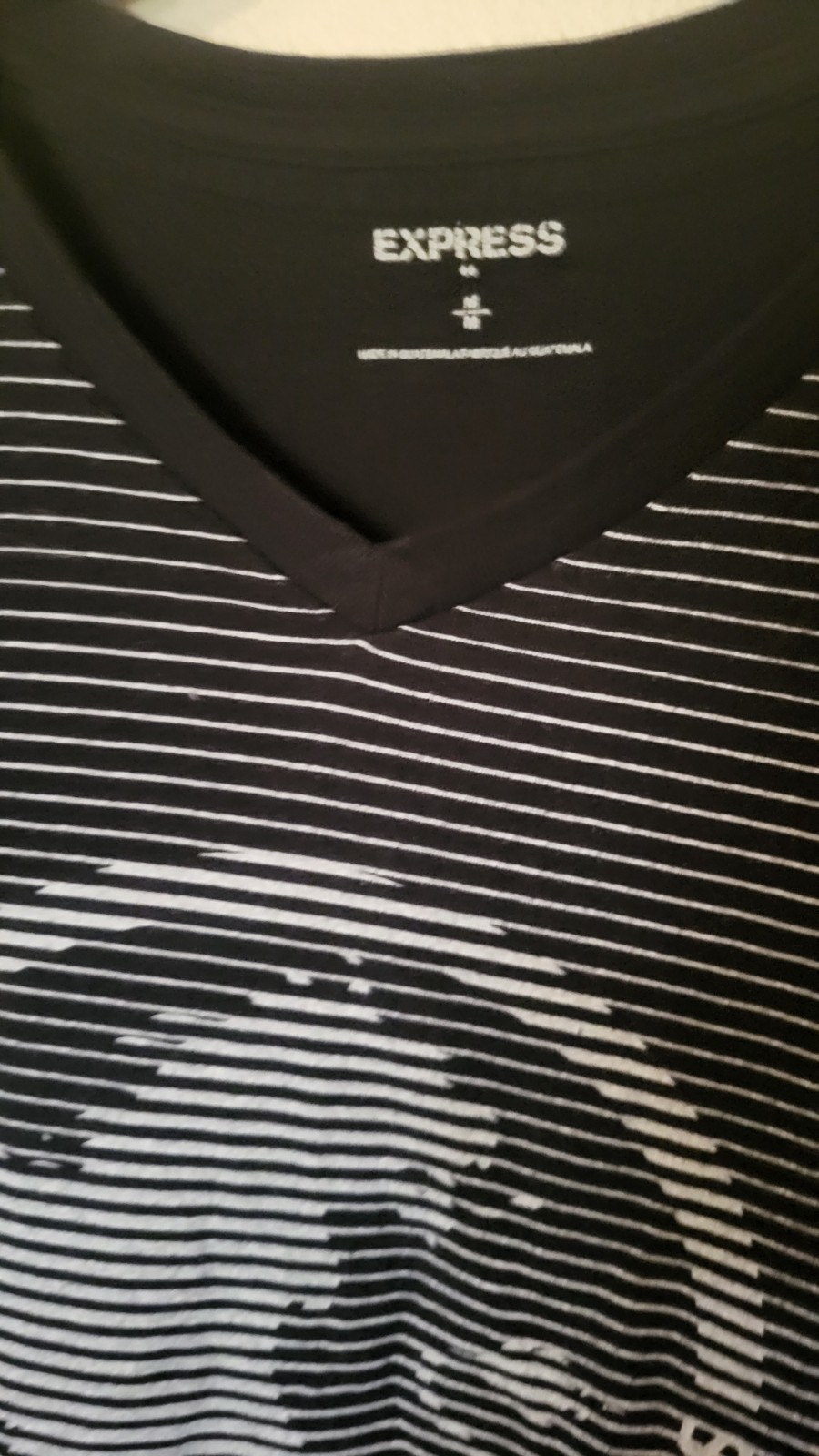 Express unisex sz M t shirt black stripe logo cap sleeve causal night out 27 in