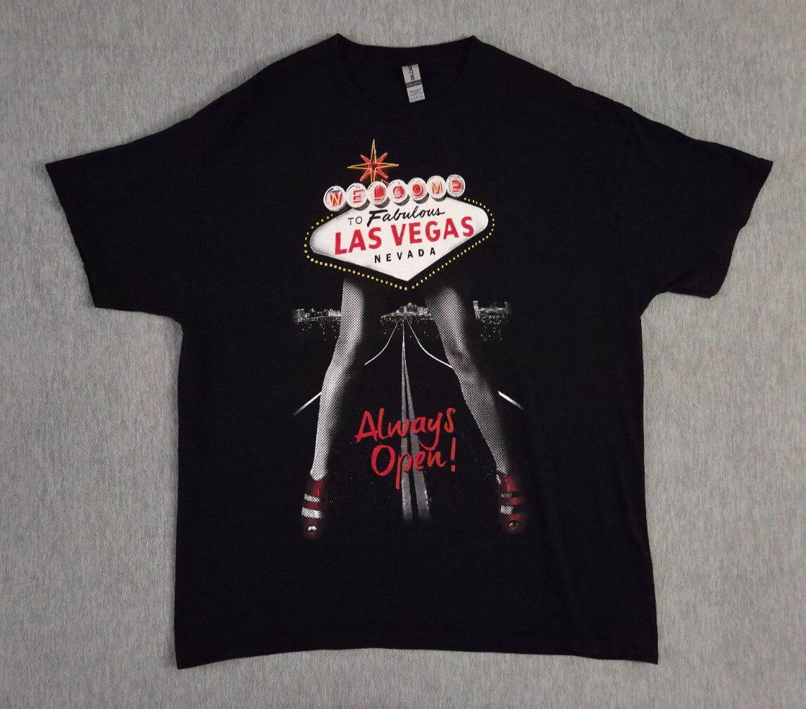 Welcome To Fabulous Las Vegas Nevada Shirt Always Open Adult XL Black