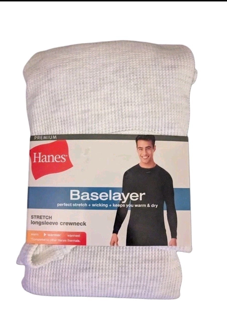 Hanes Men&rsquo;s Waffle Knit Thermal Shirt Long Sleeve MEDIUM NWT