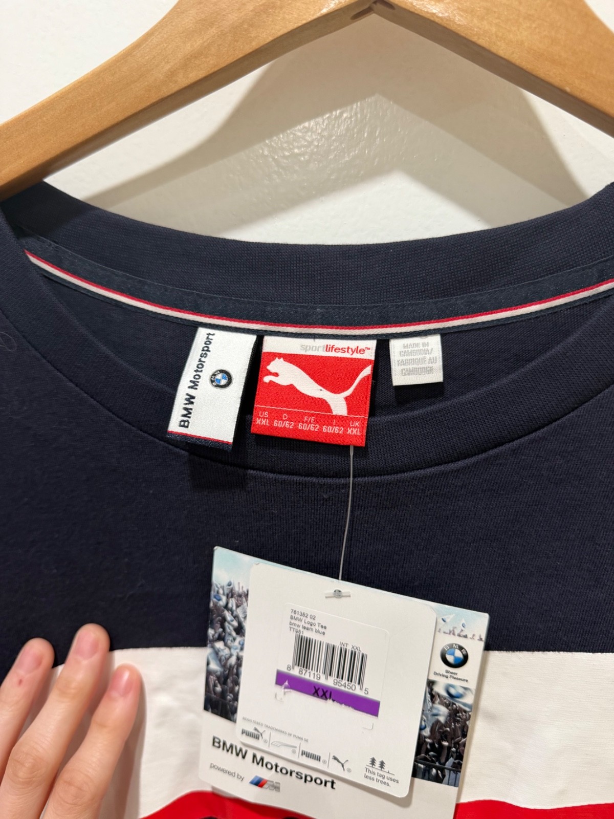 Puma BMW Motorsport XXL Navy Logo Tee T-Shirt New With Tags BMW Roundel Patch