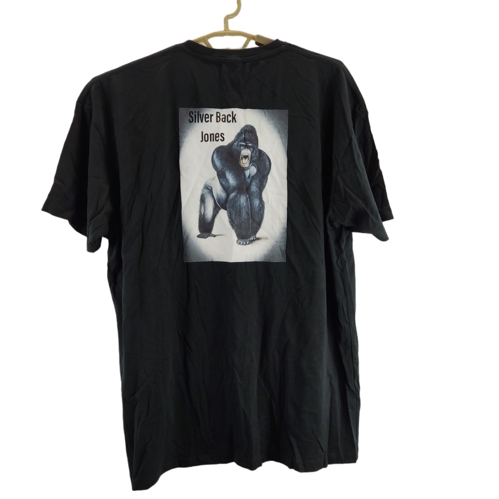 uneek mens t-shirt black crew neck short large print at the back size 2xl