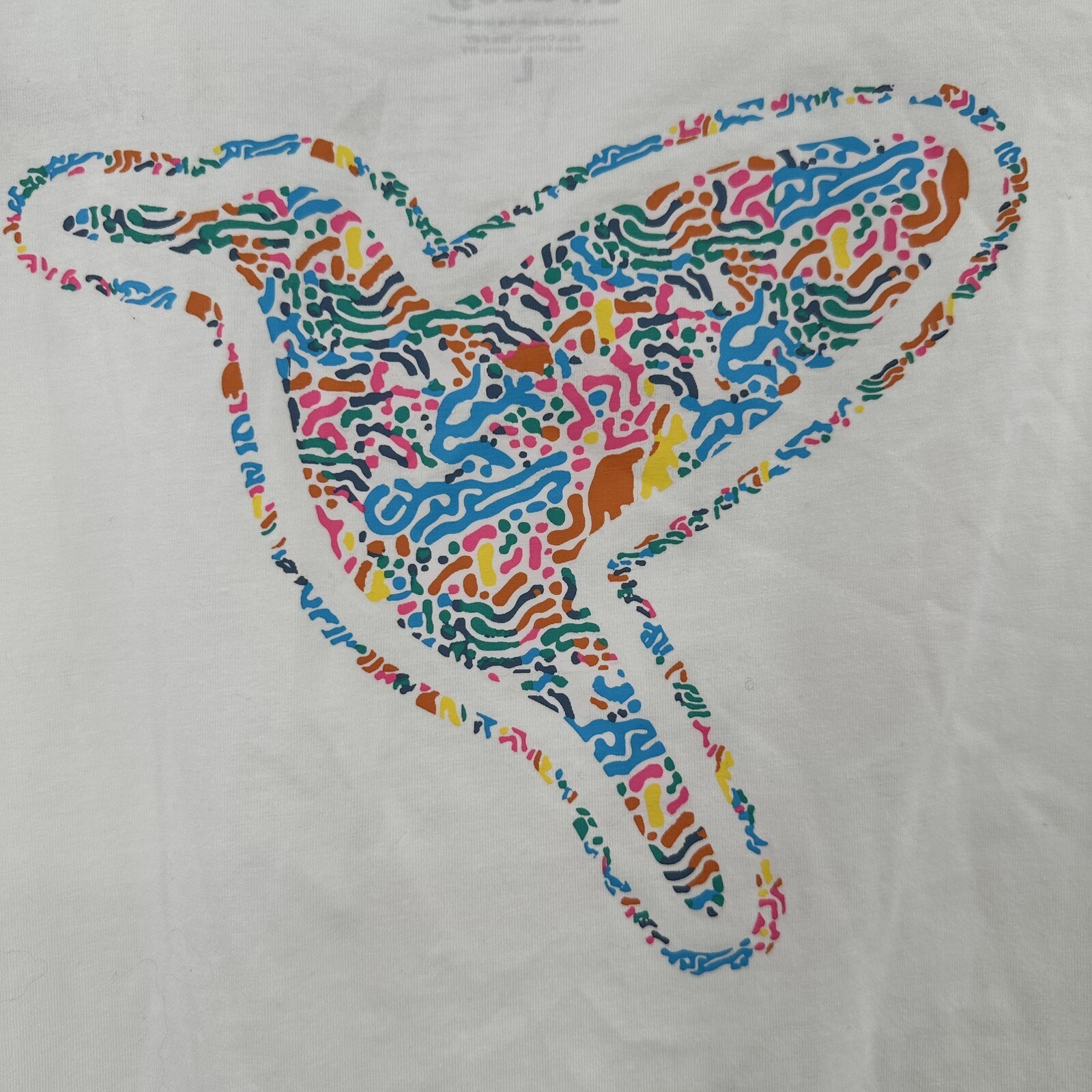 Birddogs White Short Sleeve Bird Design Stretch T-Shirt Size Large