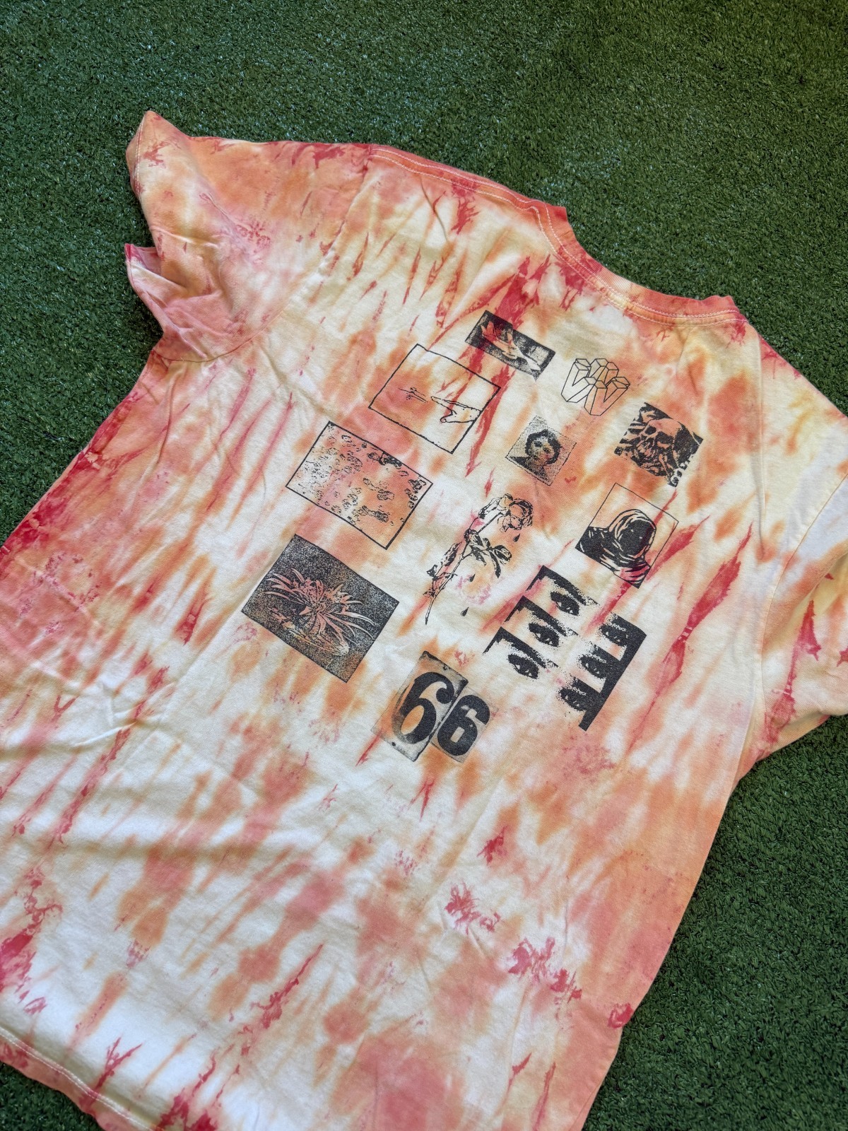Vans Tie Dye Orange Red White Eyes Graphic T Shirt Tee Skater Size Medium