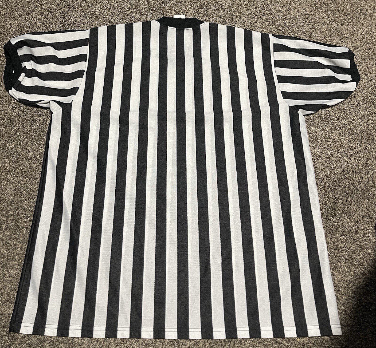 Alleson Athletic Referee Shirt Mens 2XL V-Neck Black & White Striped Jersey LNC