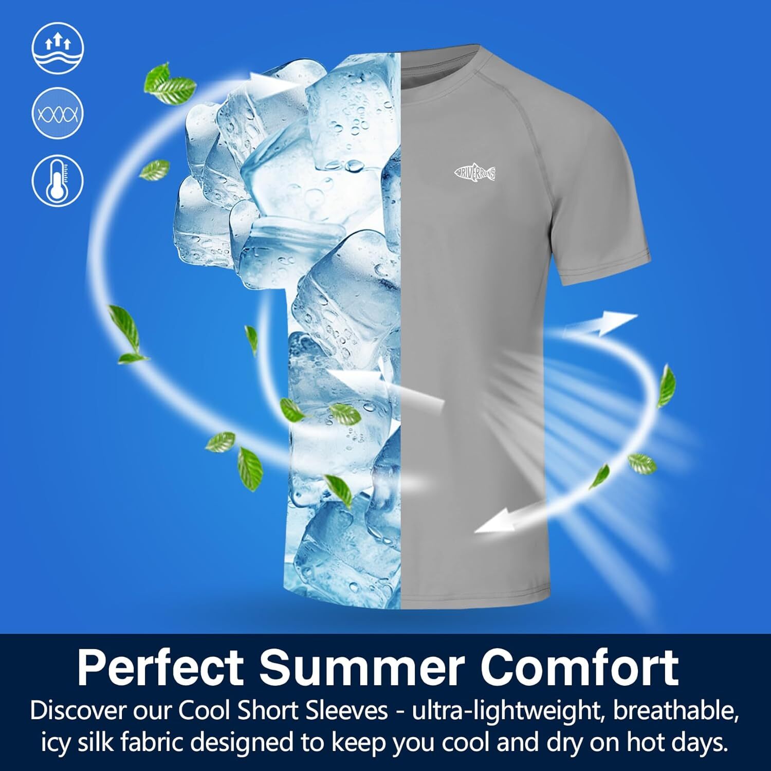 Men&rsquo;s Rash Guard Short Sleeve UPF 50 Quick Dry Sun Protection Fishing T Shirt