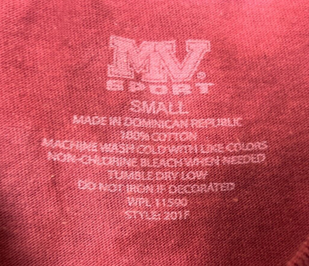 MV Sport Gannon University Spell Out T Shirt Adult Small Red Tie Dye Tee