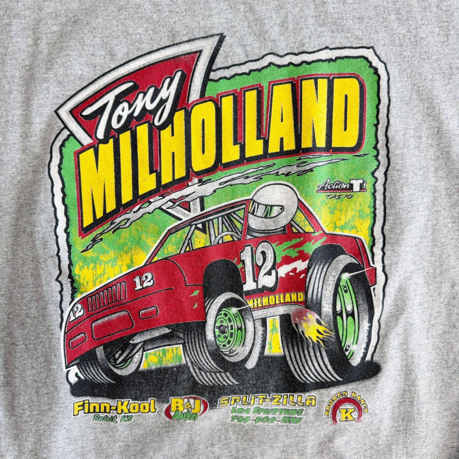 Vintage Tony Milholland Dirt Track Racing T Shirt #12 Double Sided Beloit KS 2XL