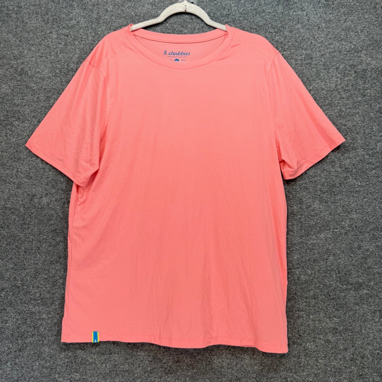 Chubbies Tshirt Mens XL Pink Performance Microstripe Short Sleeve Active Top