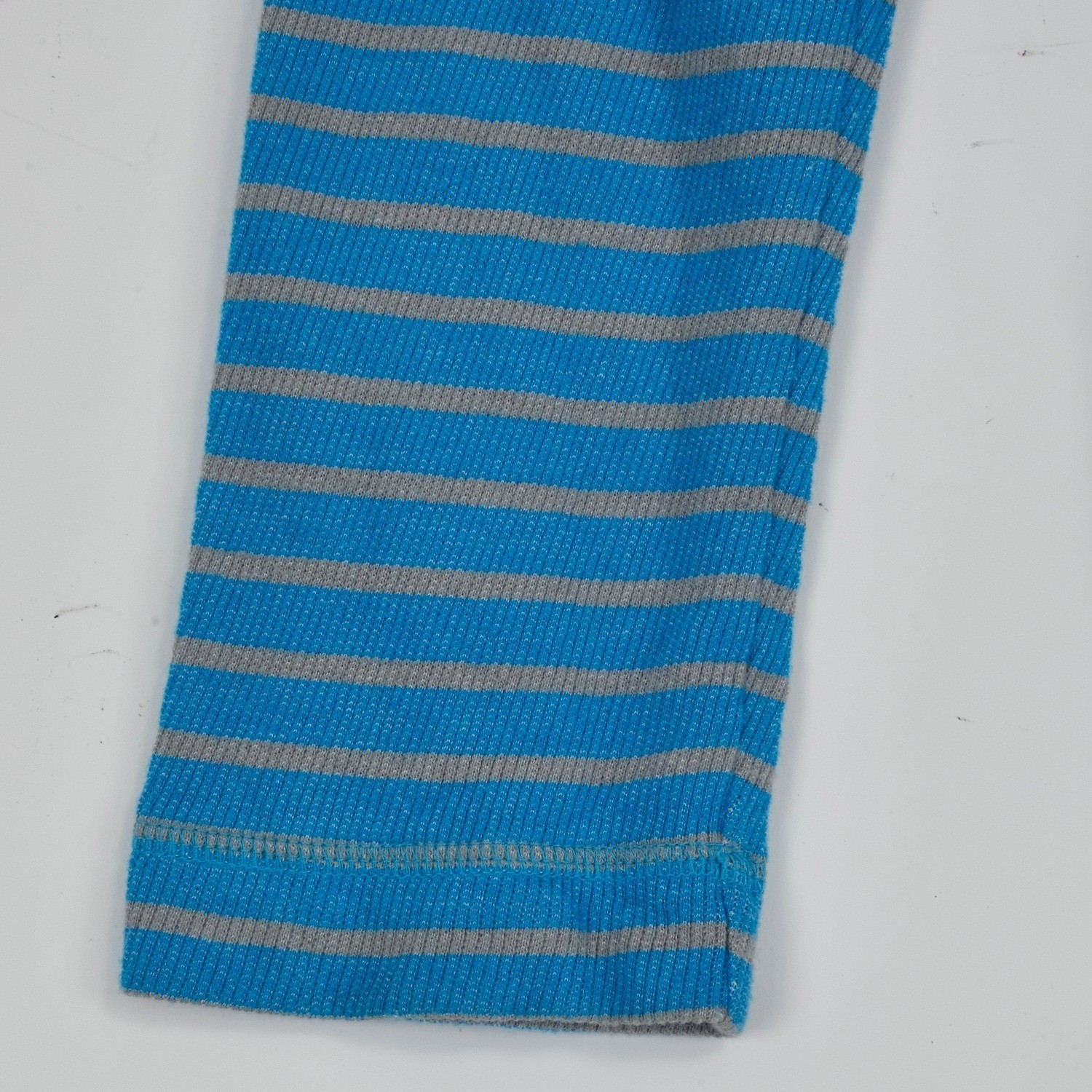 Hollister Mens Long Sleeve Blue Gray Stripe Thermal Shirt Top LOGO Cotton Size L
