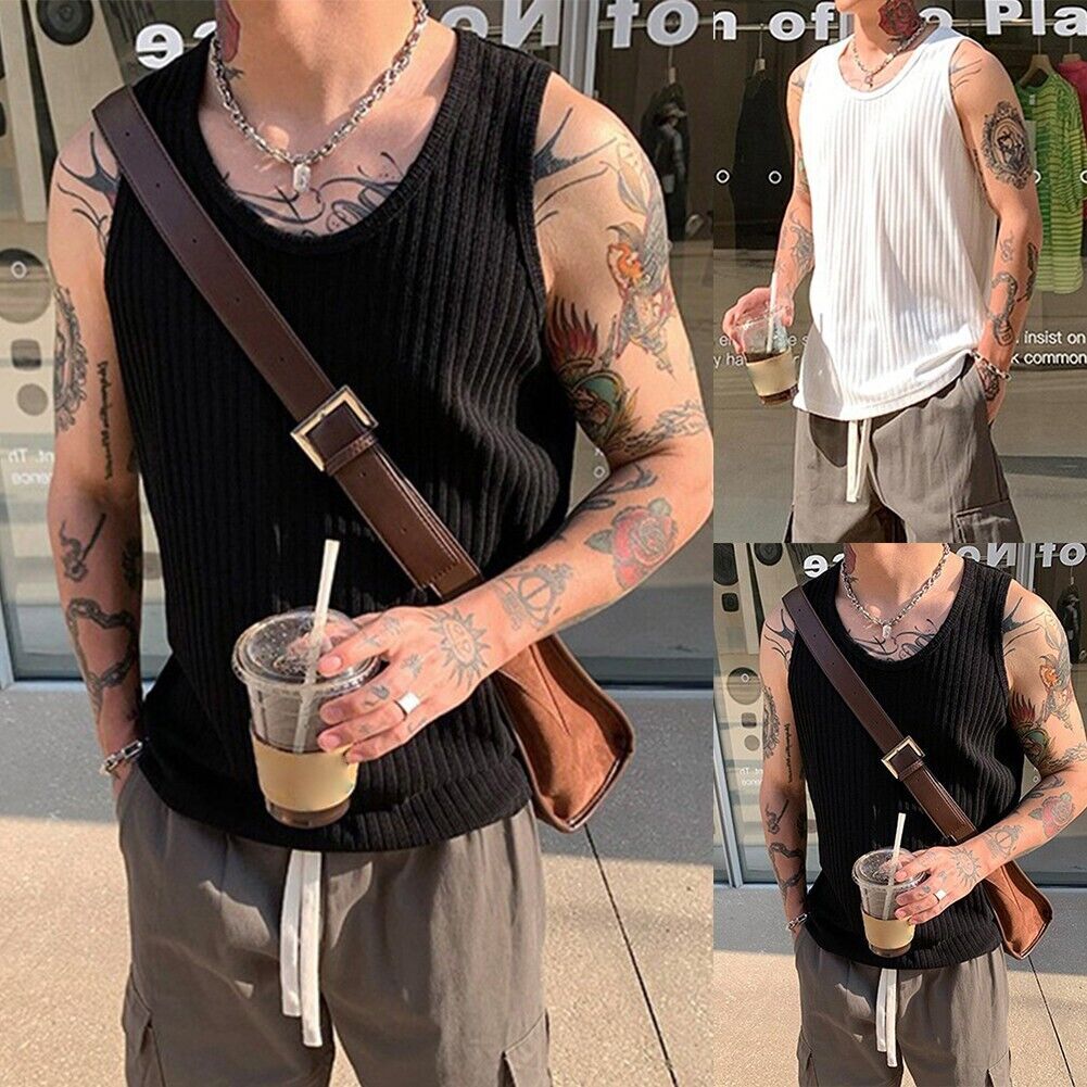 Ribbed Sleeveless Tank Top for Men, Comfortable Activewear Vest for Daily Wear