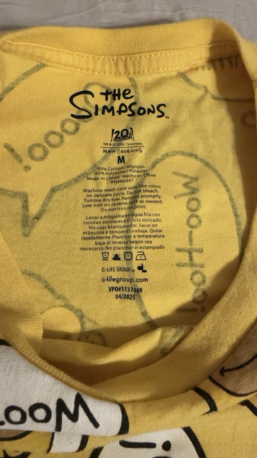 The Simpsons Homer D&rsquo;oh! Double Sided Graphic T-Shirt Men&rsquo;s Size M