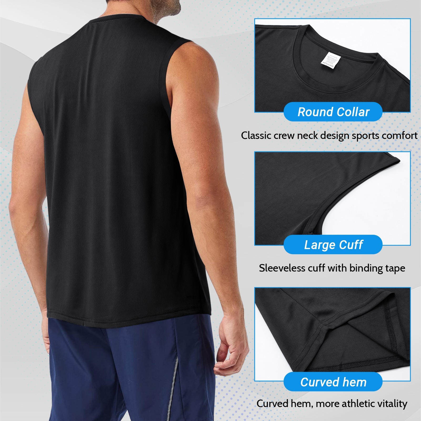 3 Pack Men Quick Dry Sleeveless Muscle Shirts Gym Summer Fitness Workout Running