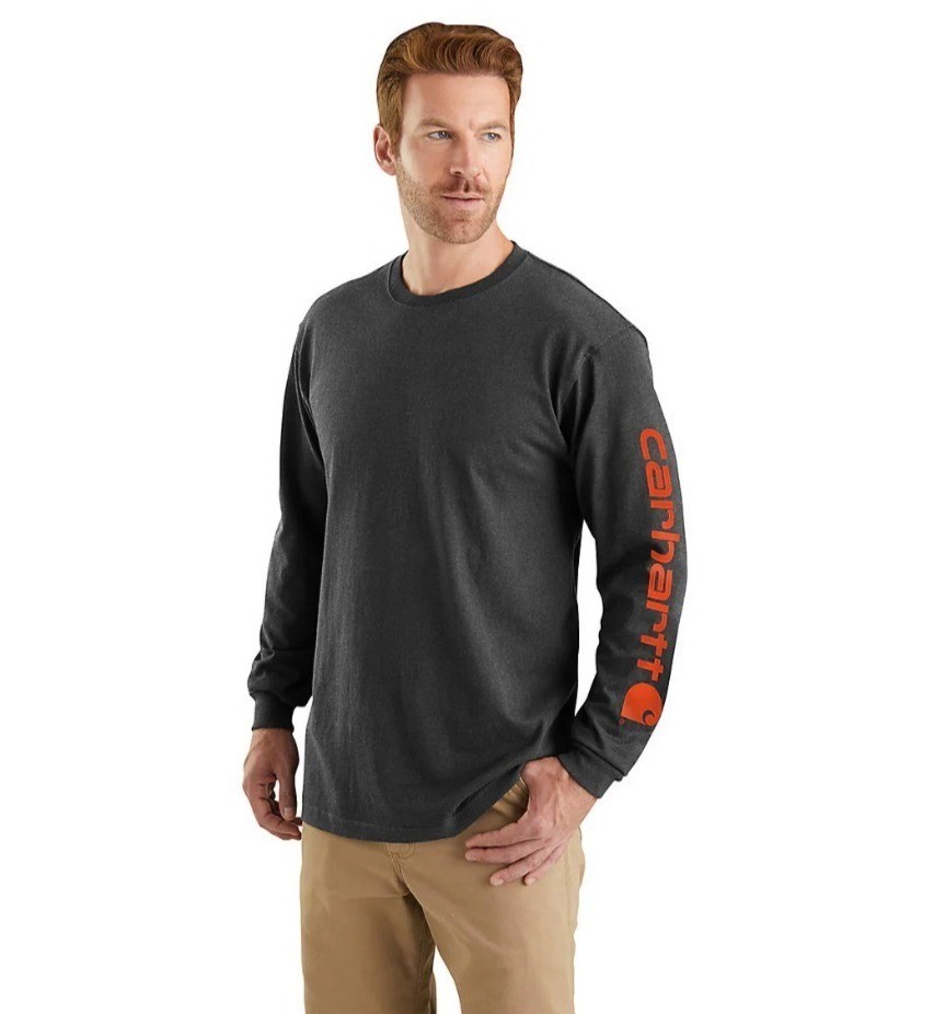Carhartt Men&rsquo;s Loose Fit Long Sleeve Logo Pullover Shirt Size M Carbon Heather