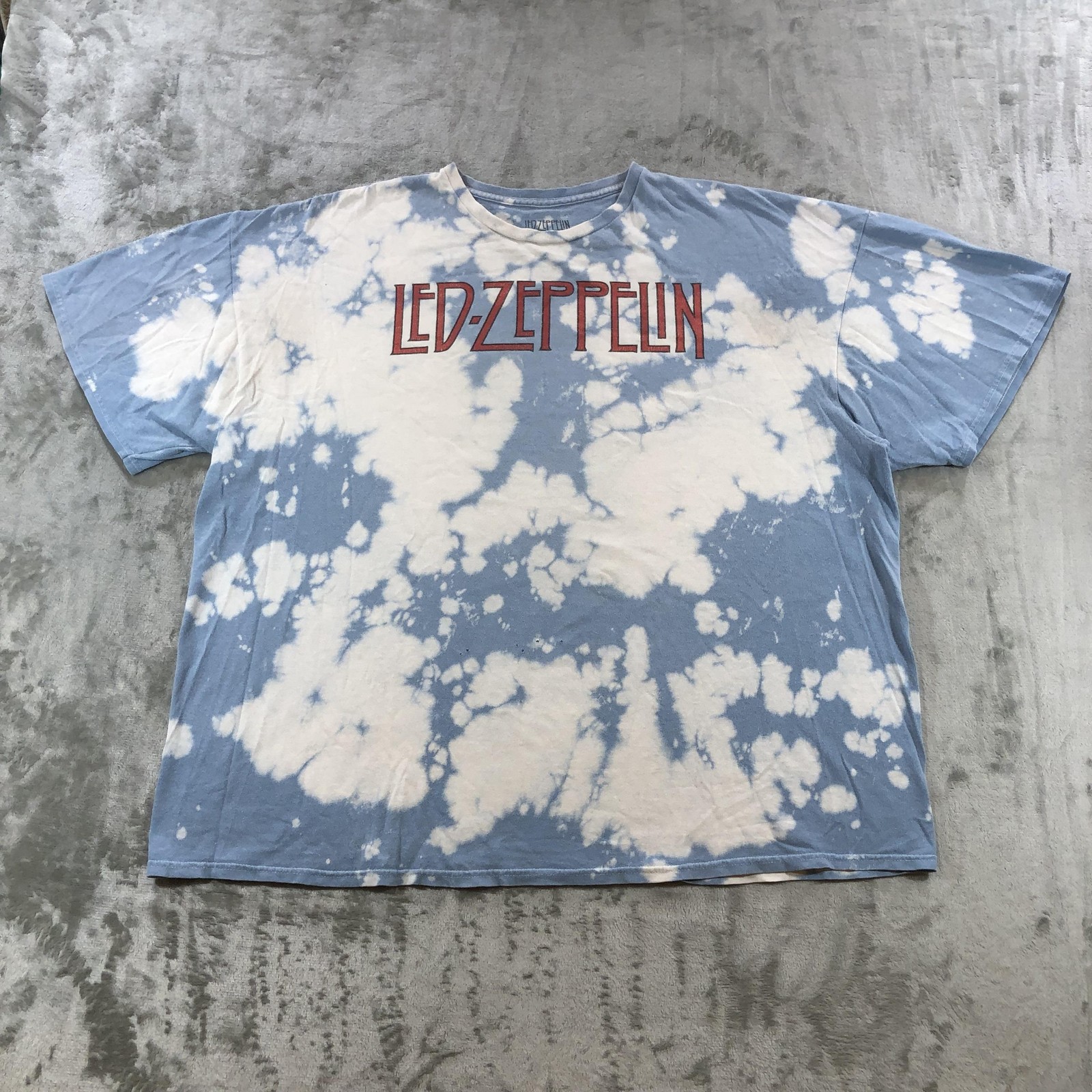 Led Zeppelin Shirt Mens 2XL Blue Tie Dye U.S. Tour 1975 Band Graphic Tee