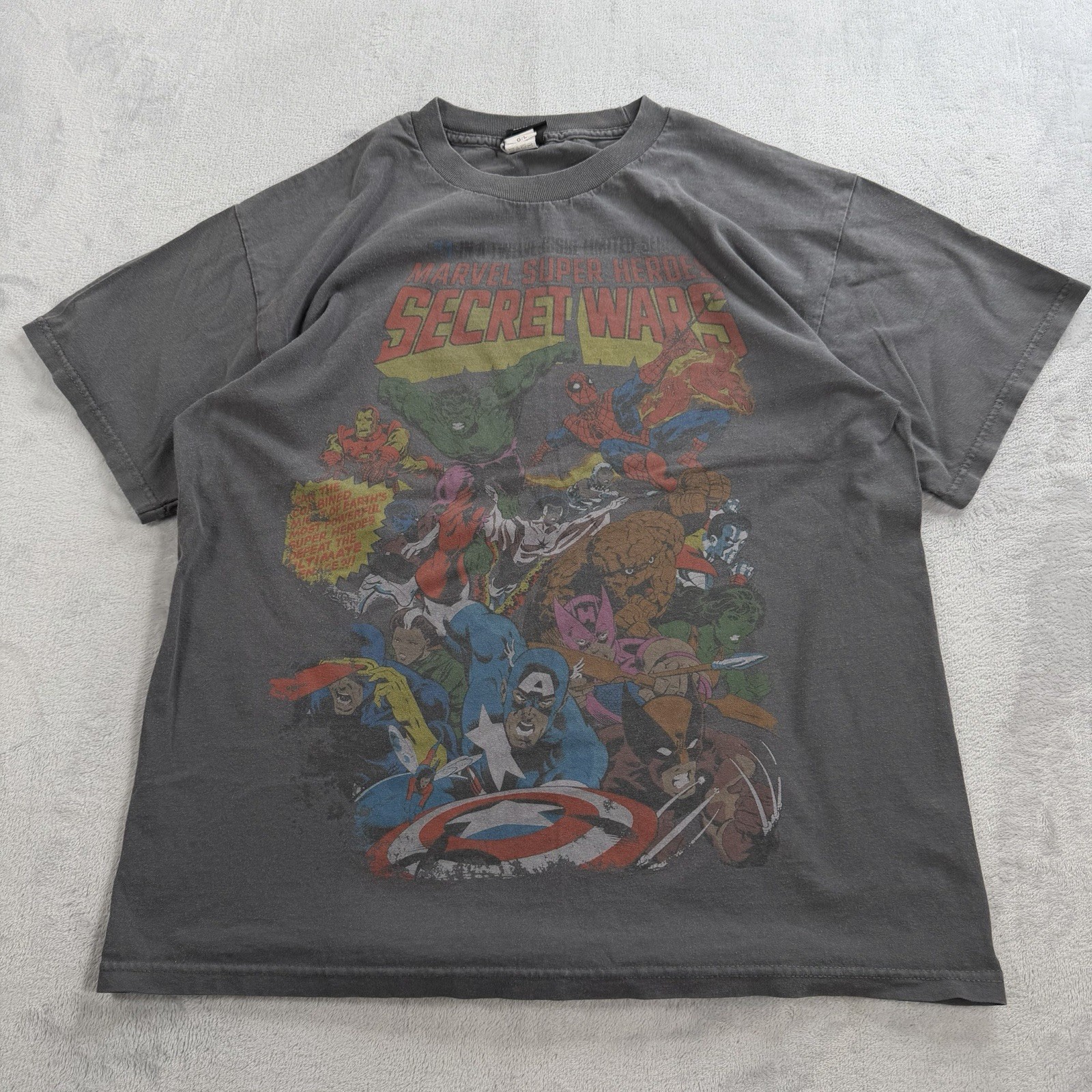 Vintage Marvel Mad Engine Secret Wars Shirt Size L Comic Spider Man Hulk X Men