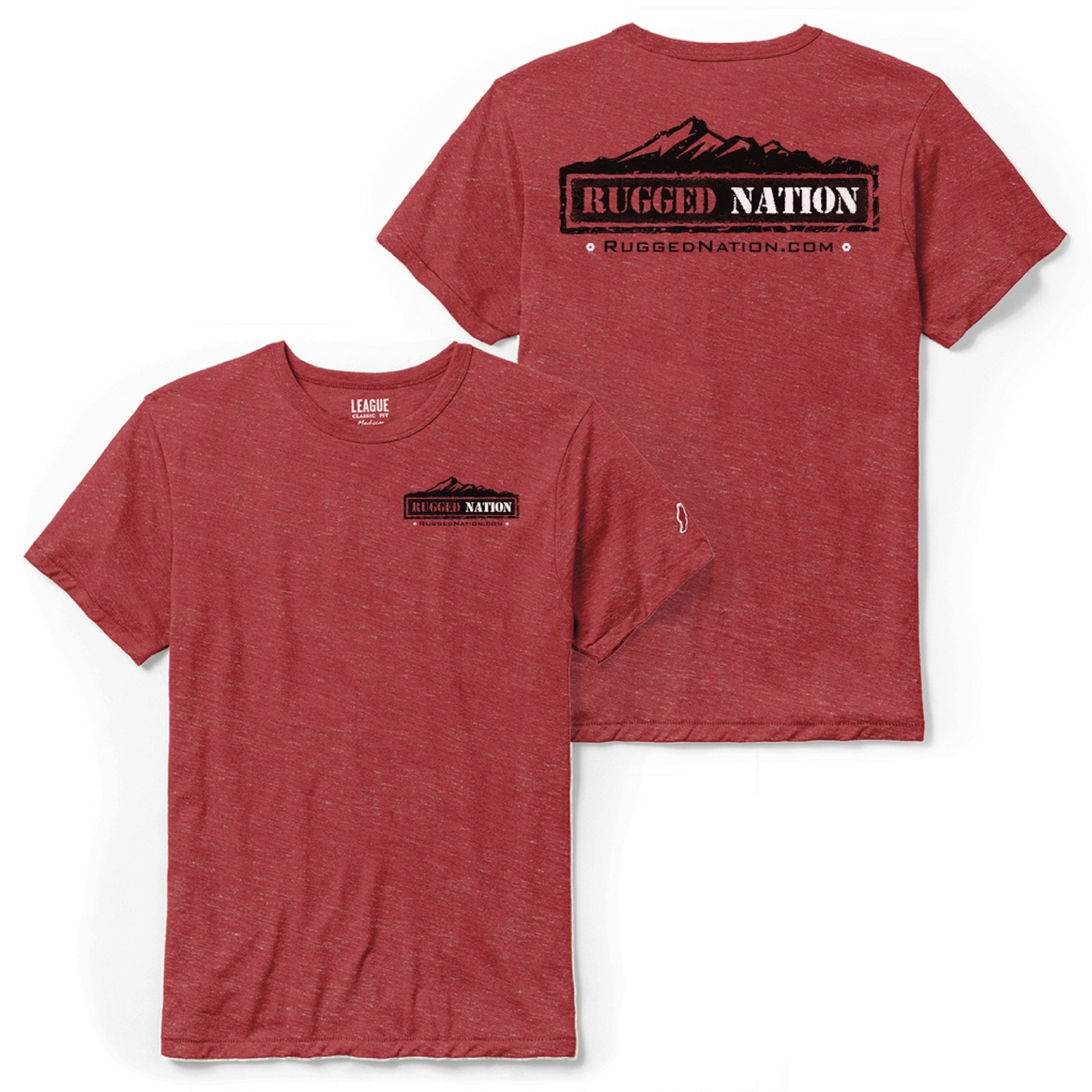 Rugged Nation Triblend Tshirt by League 91 Resort Wear Heather Red T-Shirt