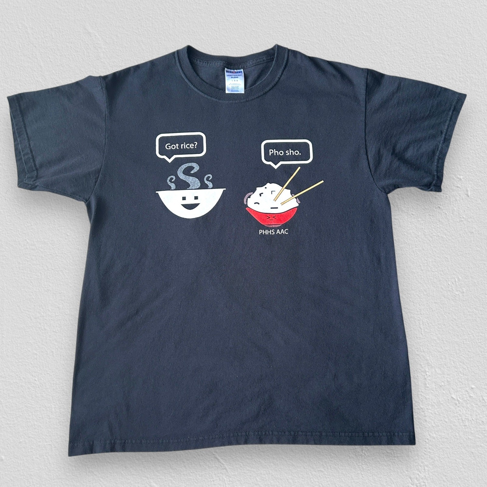 Funny Jerzees Heavyweight Blend Vintage « Got Rice? Pho Sho » Navy Graphic Tee