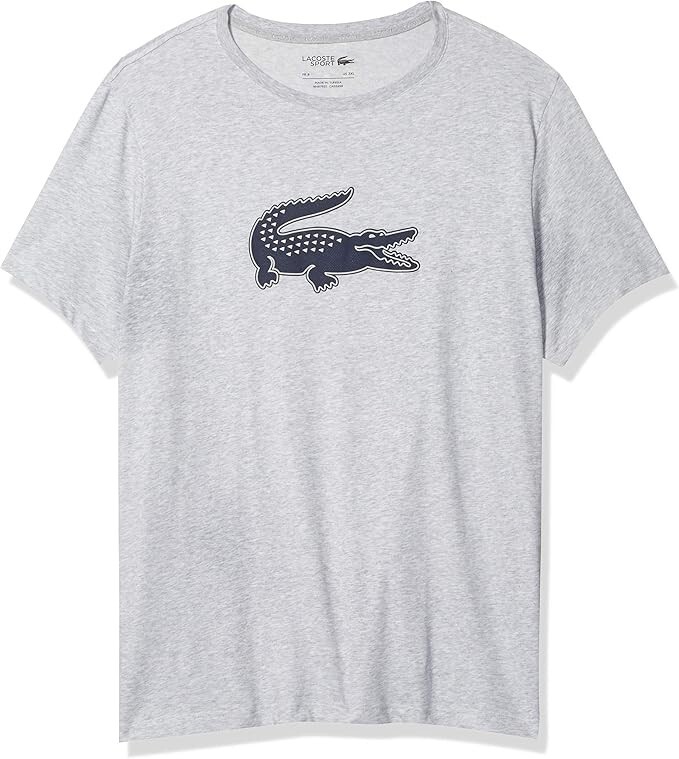 Lacoste Men&rsquo;s Short Sleeve Croc Graphic Shirt, Gray, XL