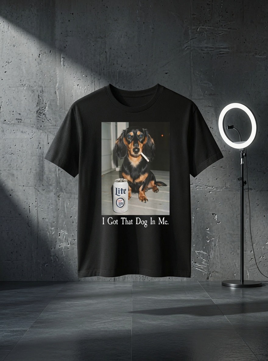 Unisex Funny I Got That Dog in Me Dachshund Weiner Dog Smoking Meme Graphic T Sh