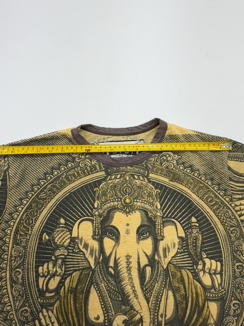 Mens Brown Ganesha Graphic T-Shirt Kids Crew Neck Cotton Size Medium