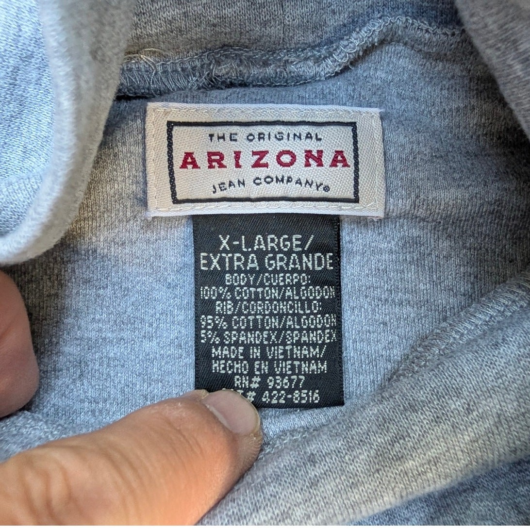 Arizona Mock Neck Long Sleeve Shirt Men&rsquo;s XL Grey Stretch Cotton Layering Y2K