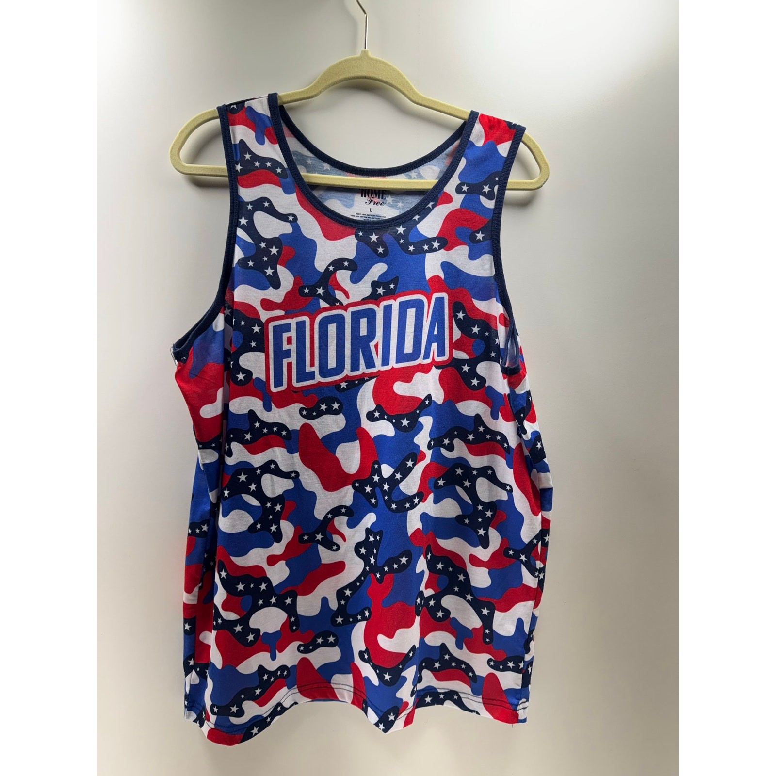 Home Free Florida Men’s Fourth Of July Tank Top Patriotic Sz L Red White & Blue