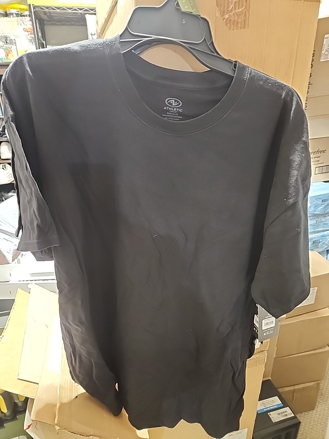 Athletic Works Men&rsquo;s Black Color Cotton Tee Extra Large size, pack of 6
