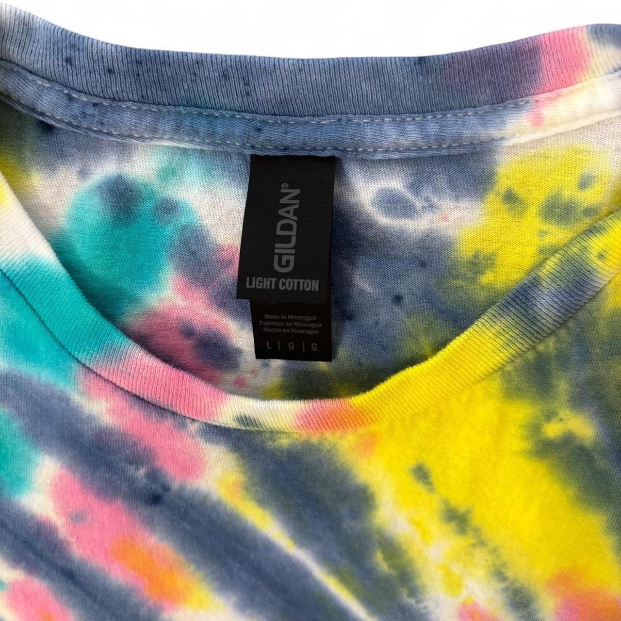 Gildan Multicolor Tie Dye T-Shirt Size Large L Neon Burst Pattern
