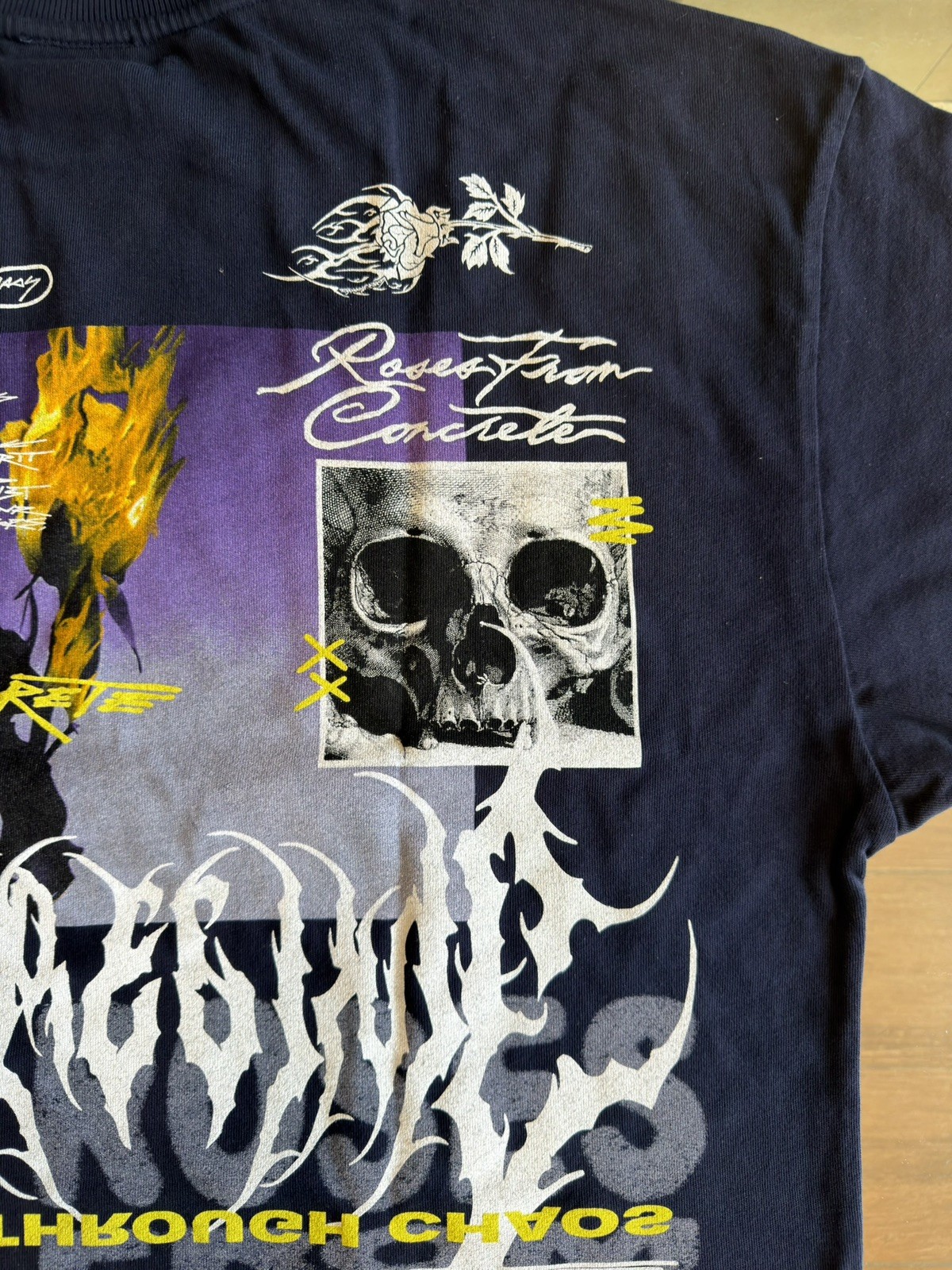 Size L – Civil Regime Roses From Concrete Skull Oversized T-Shirt