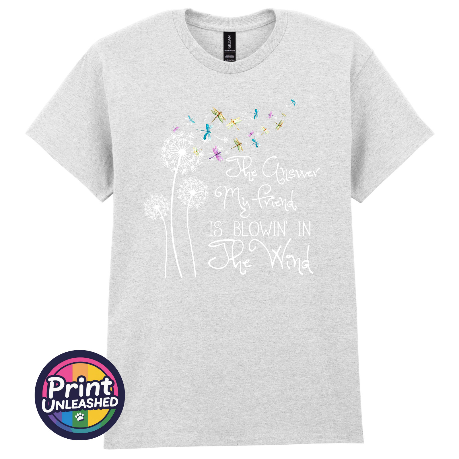 Bob Dylan Lyrics Printed T-Shirt Blowin In The Wind Dandelion Tee Music Peace