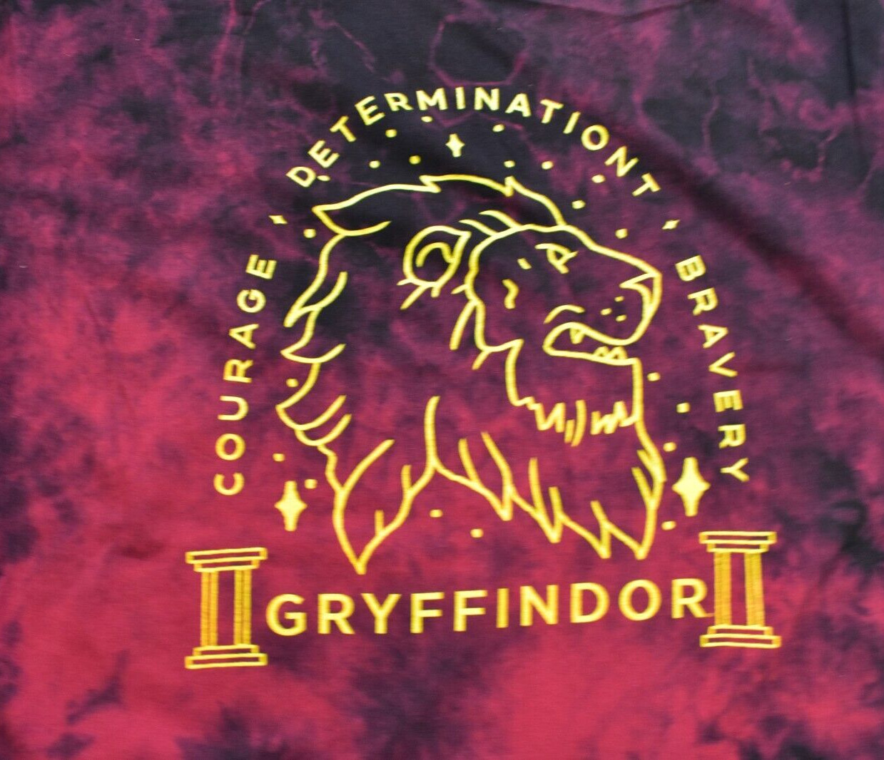 Harry Potter Mens Gryffindor House Lion Logo Tie Dye Shirt New M-2XL