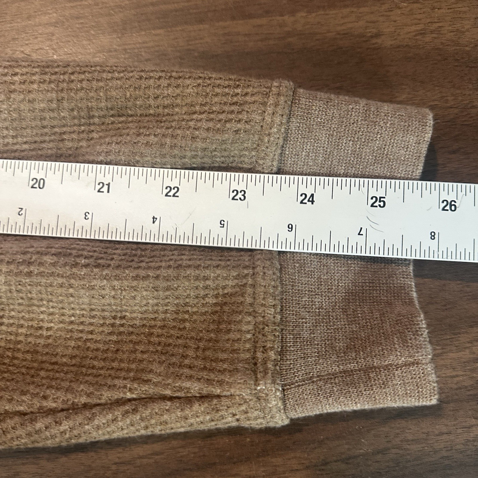 L.L. Bean Katahdin Iron Works Sherpa Waffle Fleece Henley Shirt Brown Mens LT