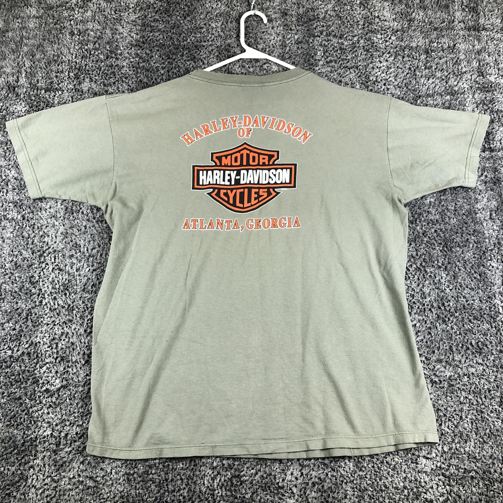 Harley-Davidson Shirt Mens XL Green Pocket Logo Atlanta Georgia Dealer Tee USA