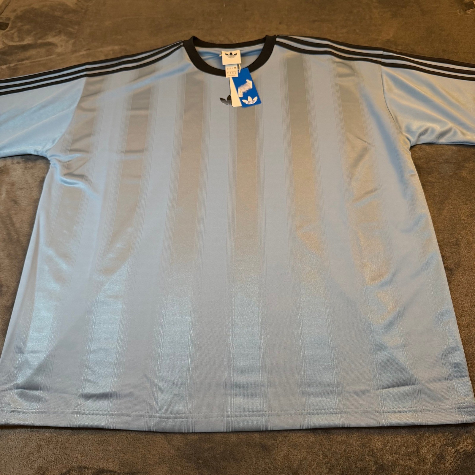 Adidas Originals Jacquard Jersey T-Shirt Ash Blue/Black Mens Extra Large NWT