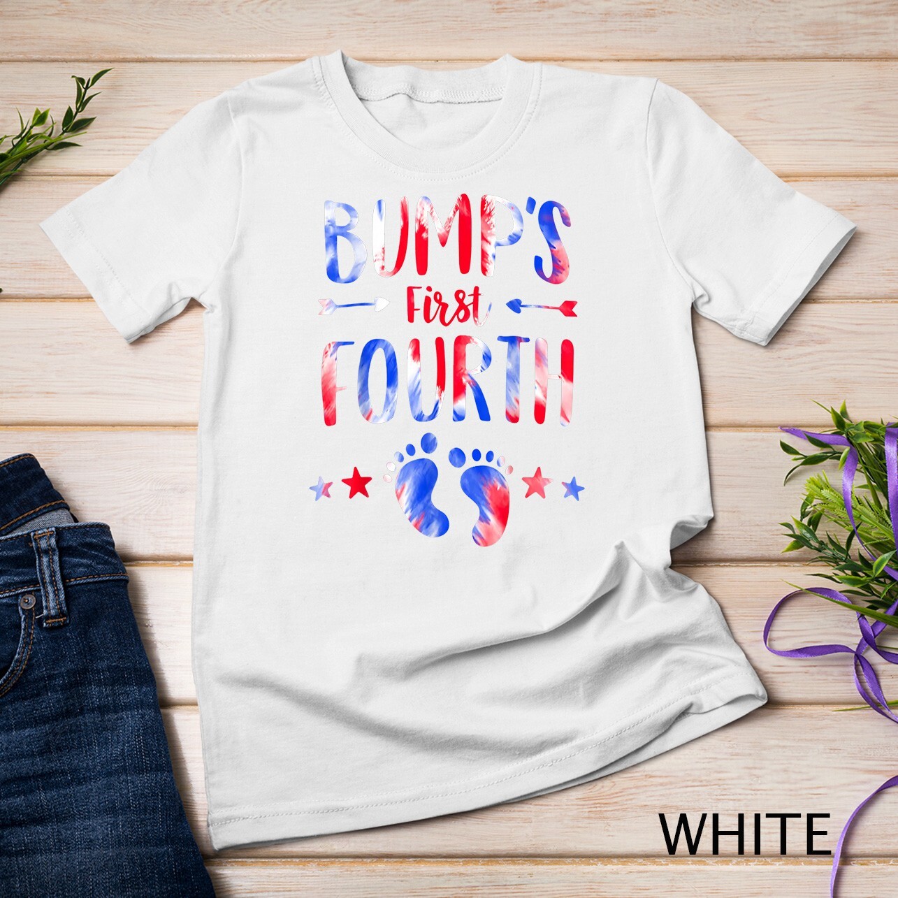Bump’s First 4th Of July Pregnancy Independence Day Tie Dye Unisex T-shirt