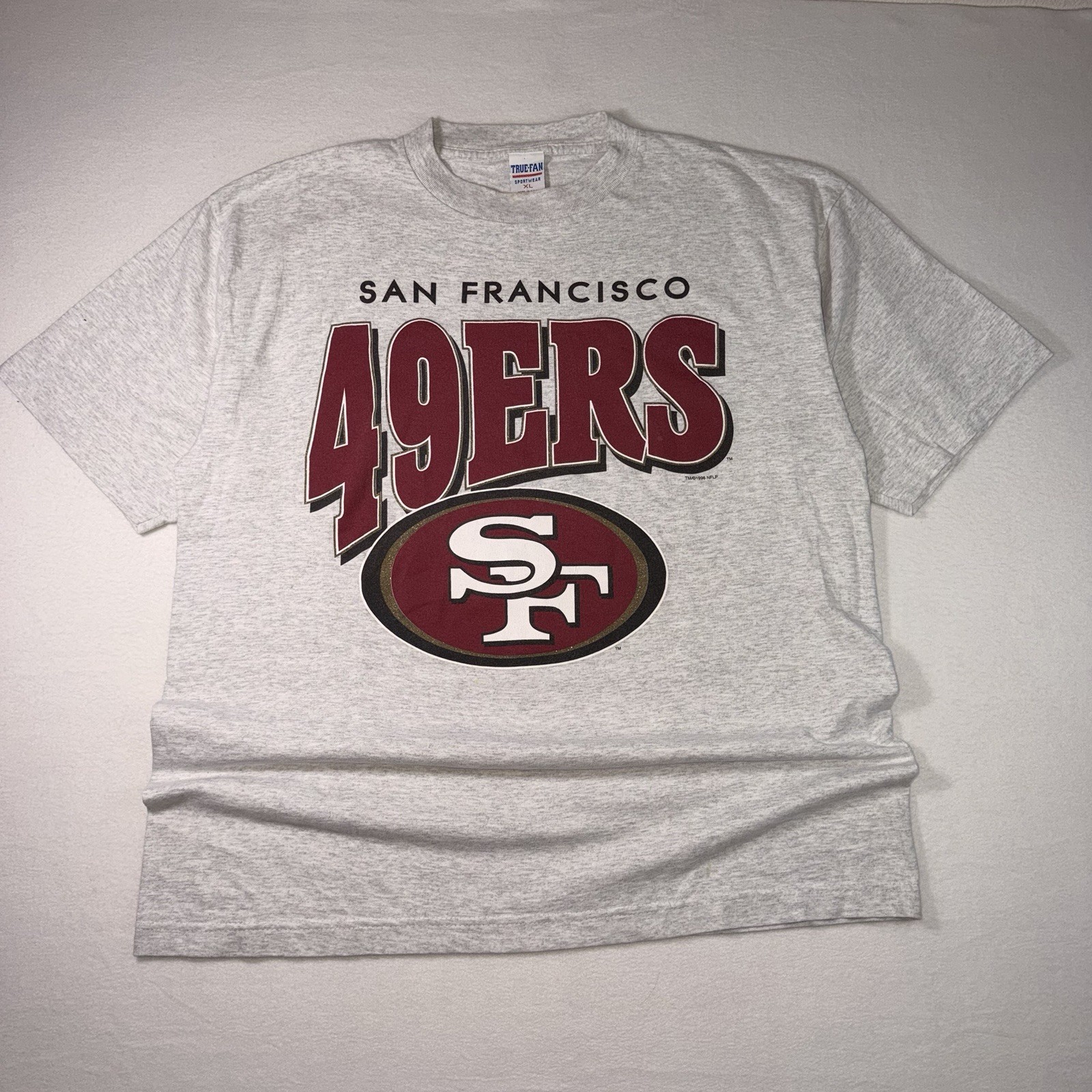 Vintage 1996 SF 49ers NFL Football T Shirt XL USA Made True Fan Single Stitch