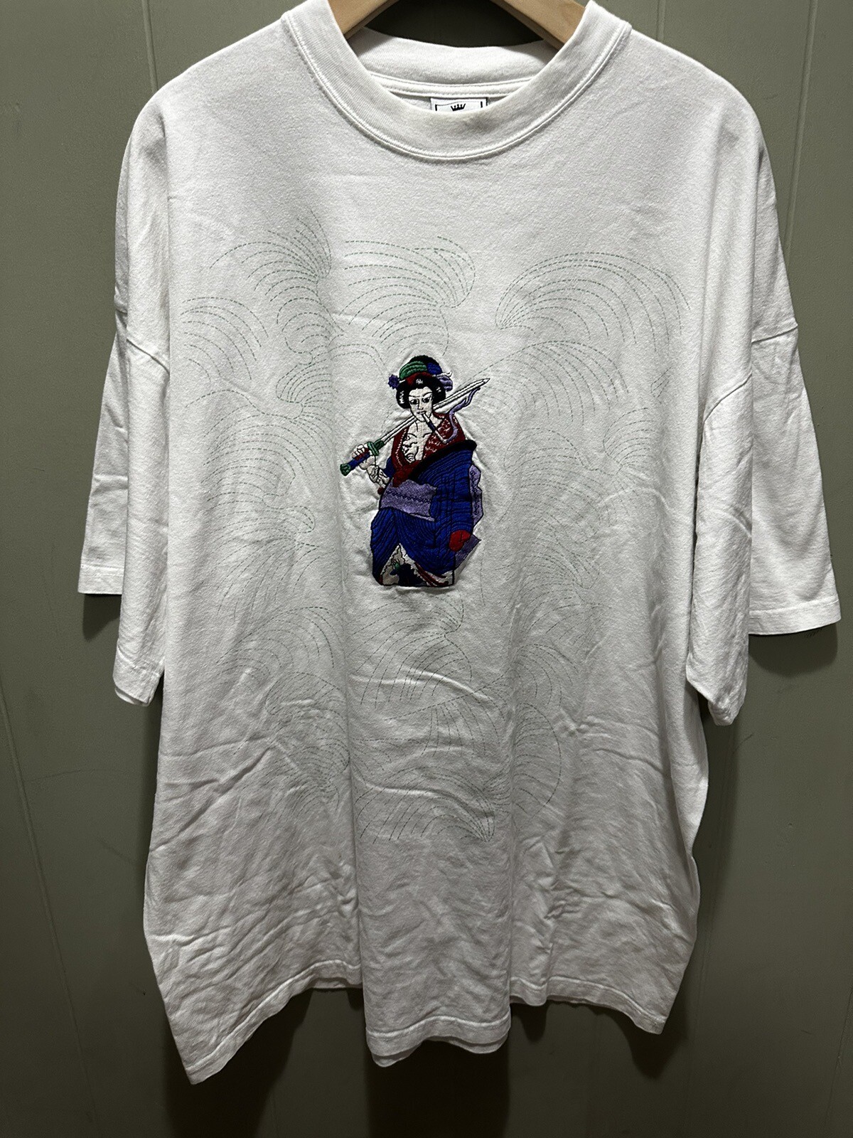 Vintage John Son Asian Embroidered Geisha Big Boy Sz 3XL Super Heavy Weight