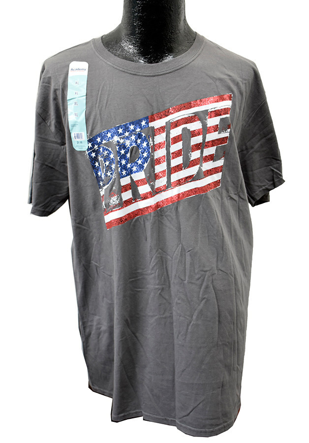 NEW American Pride T-Shirt Academy Sports Men&rsquo;s Size XL Gray Patriotic Shirt