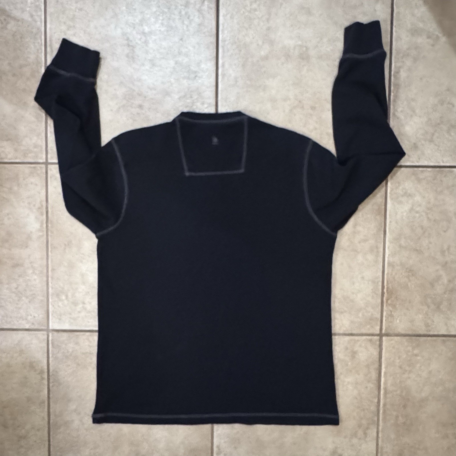 GH Bass Co Shirt Mens XL Black Long Sleeve Henley Collar Pullover