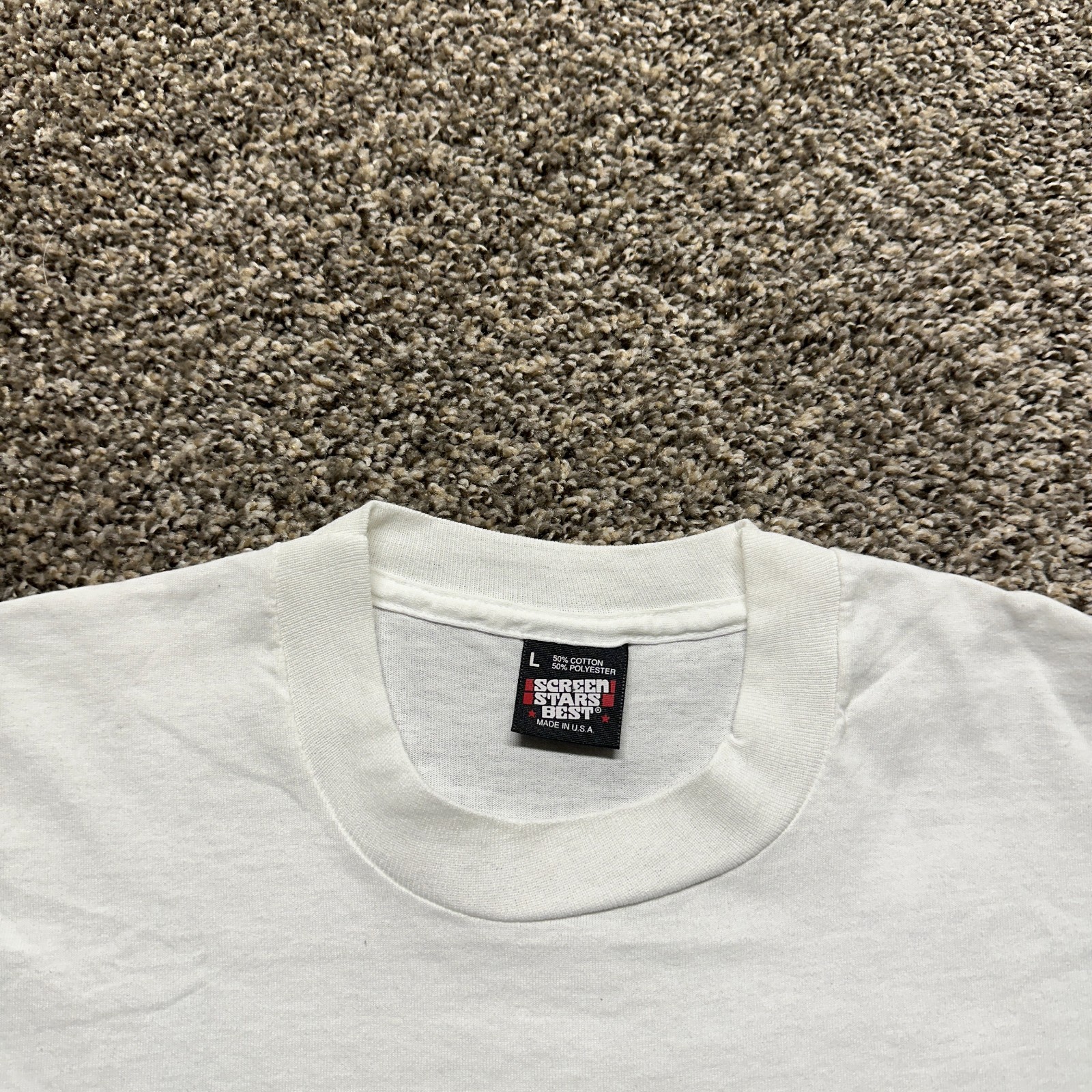Vintage American Flag T-shirt Size M White 90s Patriotic Screen Stars Best
