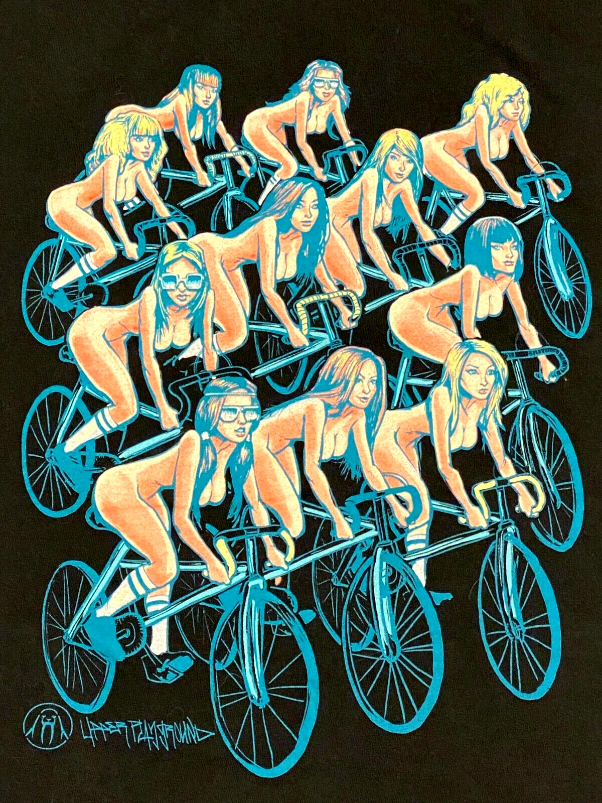 Upper Playground Men&rsquo;s M T-Shirt PDX BIKE RIDE Sexy Women on Fixie Bicycles OOP