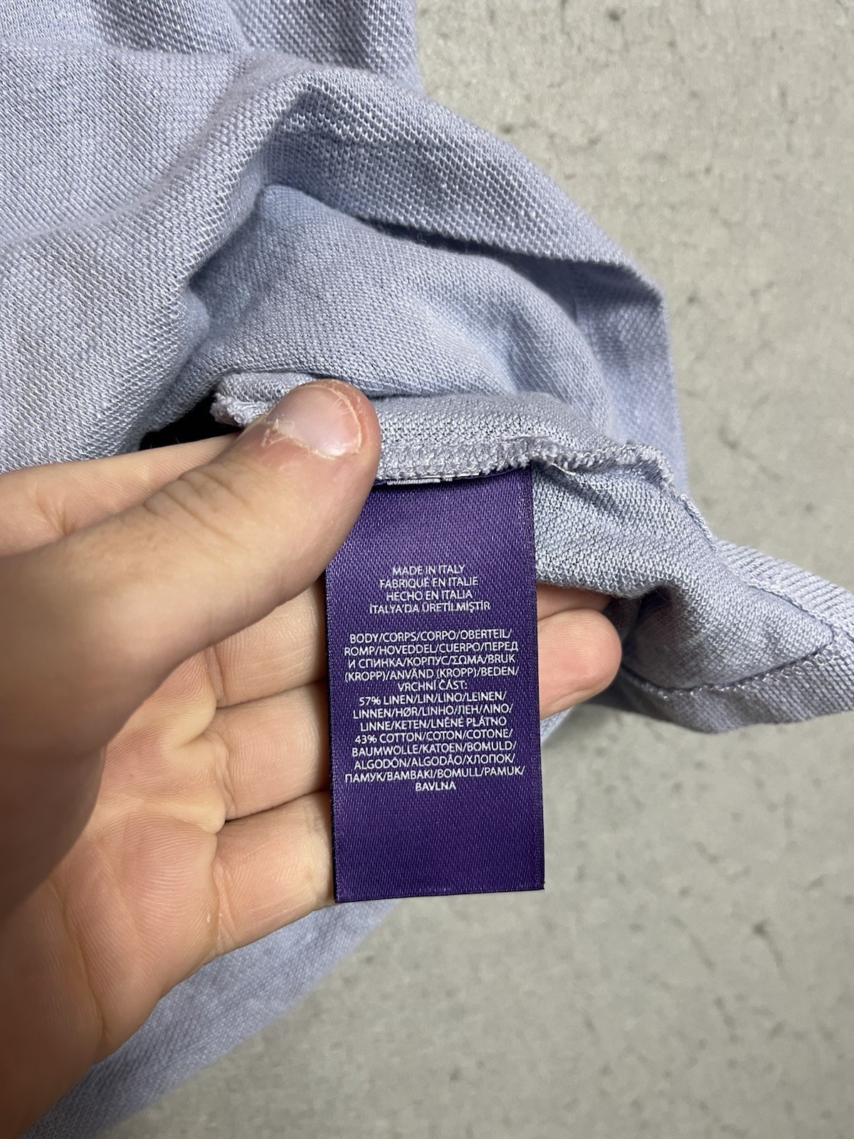 Ralph Lauren Purple Label Black T-Shirt – Size M Linen Blend Front Pocket Boxy