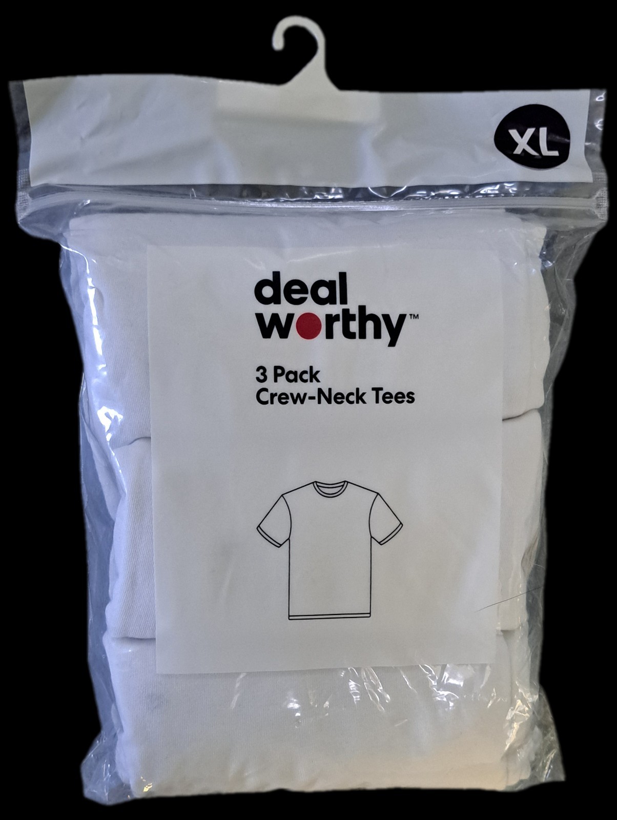 Men&rsquo;s Crewneck T-Shirt 3pk – Dealworthy™ White – XL (46-48 Chest)