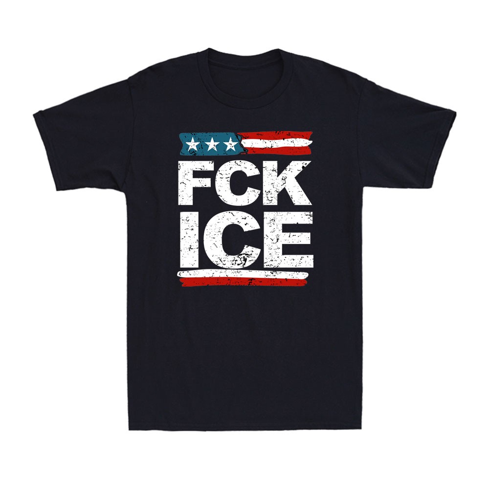 F ICE US Flag Distressed US Flag Political Funny Vintage Men&rsquo;s T-Shirt
