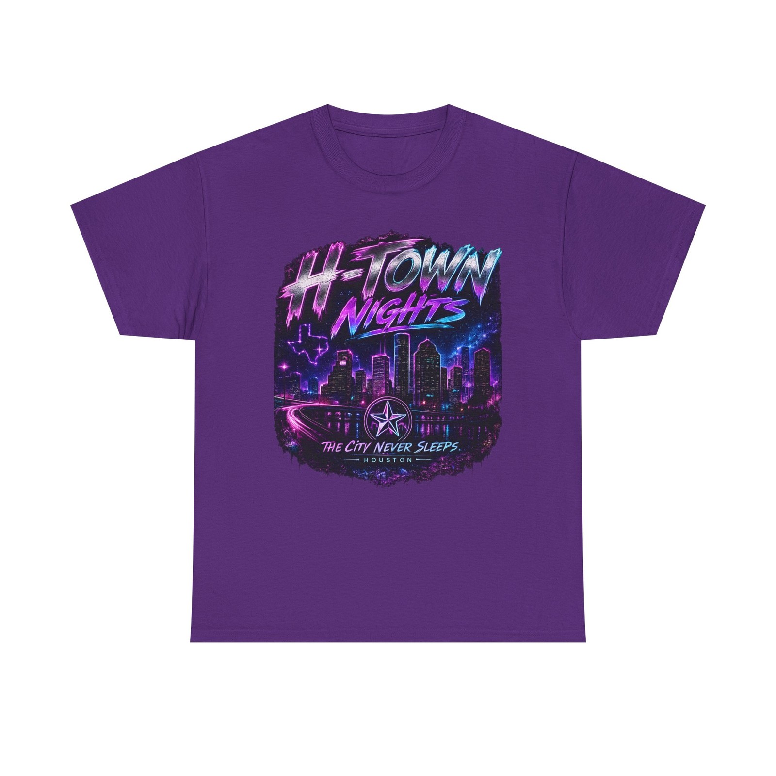H-Town Nights T-Shirt | Houston Neon Tee | Streetwear Shirt Unisex