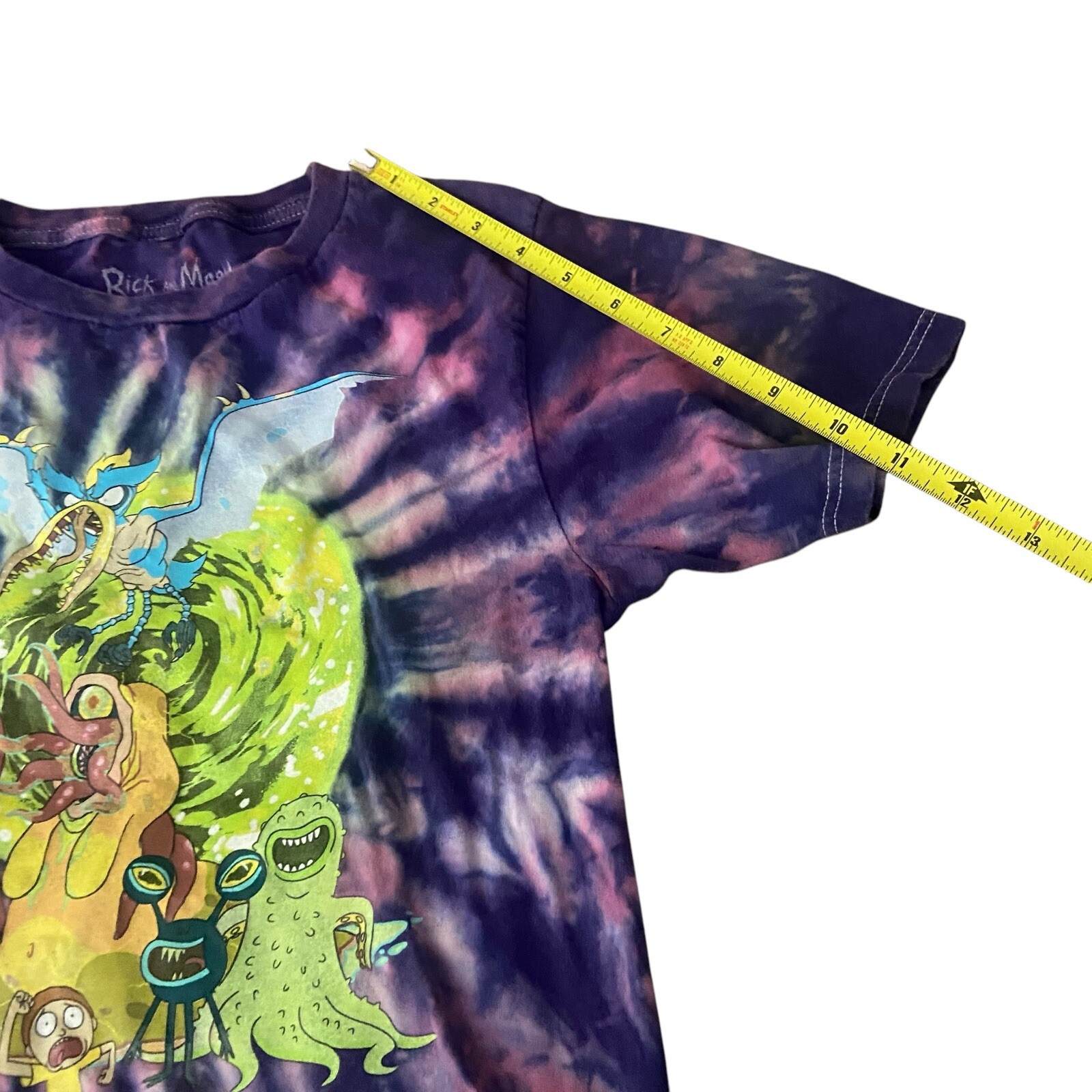Rick and Morty Psychedelic Tie-Dye T-Shirt Size Adults XS Purple Adult Swim