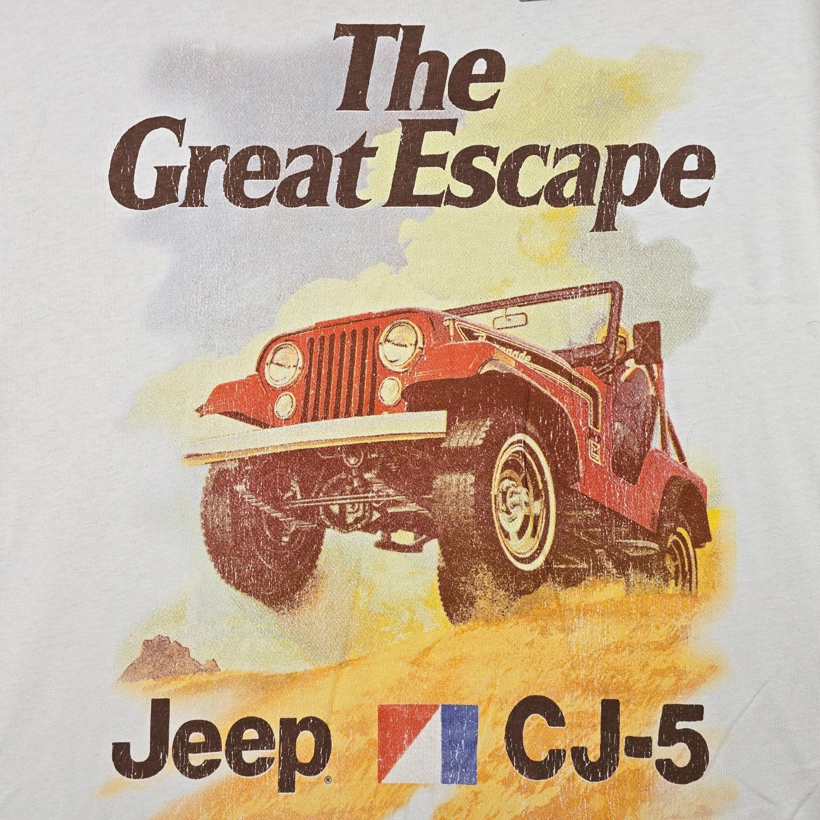 JEEP SHIRT MENS 2XL XXL Beige VINTAGE 70s Distressed OFFROAD Classic Car NWT