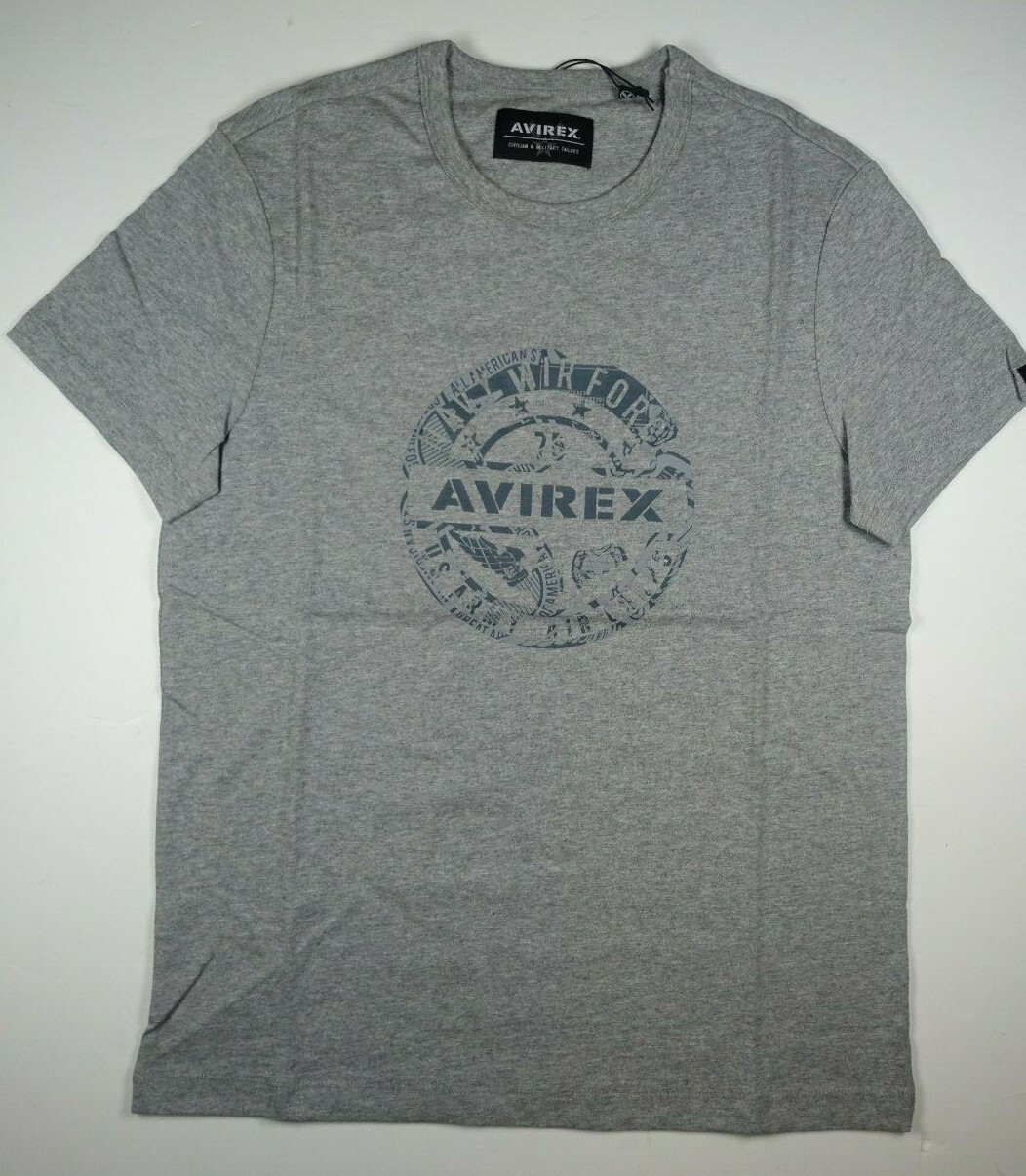 AVIREX Heather Grey Air Force Short Sleeve Crew Neck T-Shirt NEW Small S