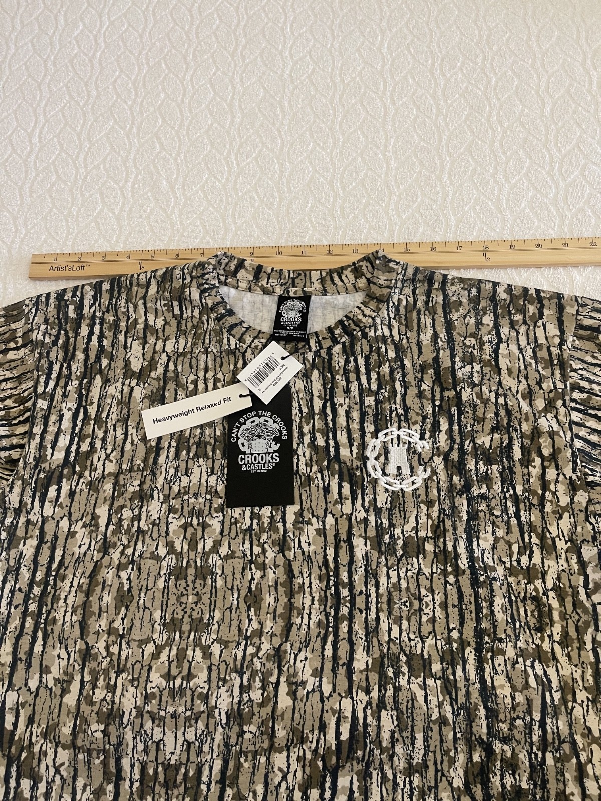 CROOKS & CASTLES Sz S Heavyweight Relax Fit T-Shirt Men&rsquo;s Camouflage Pattern